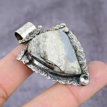 Подвеска из натурального опала Овайи и белого топаза из стерлингового серебра 925 пробы 2,25 дюйма W2b14