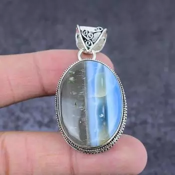 Подвеска из натурального опала Owyhee из стерлингового серебра 925 пробы ручной работы 2,09 дюйма t4C61