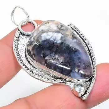 Подвеска из натурального опала с дендритом из стерлингового серебра 925 пробы 2,44 дюйма A8F80
