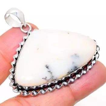 Подвеска из натурального опала с дендритом из стерлингового серебра 925 пробы 1,85 дюйма n9U36