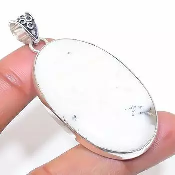 Подвеска из натурального опала с дендритом из стерлингового серебра 925 пробы 2,44 дюйма u0V00