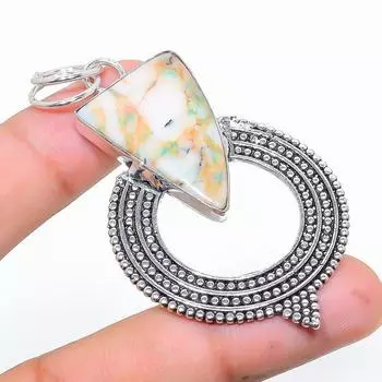 Подвеска из натурального опала с дендритом из стерлингового серебра 925 пробы 2,80 дюйма W9O88