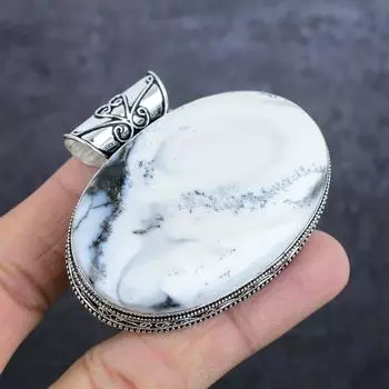 Подвеска из натурального опала с дендритом из стерлингового серебра 925 пробы 2,05 дюйма I7L97