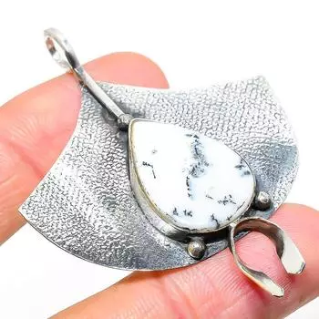 Подвеска из натурального опала с дендритом из стерлингового серебра 925 пробы 2,56 дюйма h8k82