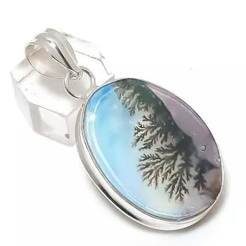 Подвеска из натурального опала с дендритом из стерлингового серебра 925 пробы 2,05 дюйма m6I47