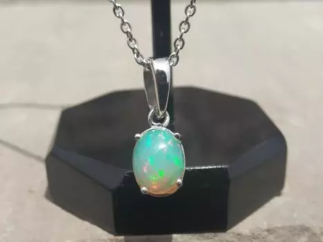 Подвеска из натурального опала, серебряная подвеска с драгоценными камнями, ювелирные изделия из стерлингового серебра 925 пробы