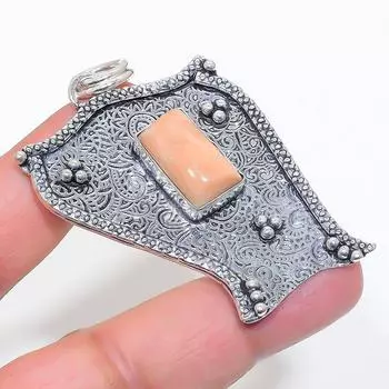 Подвеска из натурального оранжевого авантюрина из стерлингового серебра 925 пробы 2,56 дюйма b0T88