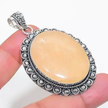 Подвеска из натурального оранжевого авантюрина из стерлингового серебра 925 пробы 2,44 дюйма i9y03