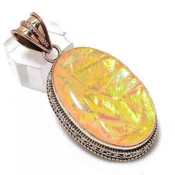 Подвеска из натурального оранжевого триплетного опала из меди ручной работы 2,21 дюйма H1e94