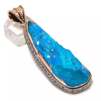 Подвеска из натурального павлина с титановым аурой и медным драгоценным камнем 3,15 дюйма K0n34