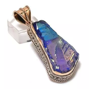 Подвеска из натурального павлина с титановым аурой и медным драгоценным камнем 2,44 дюйма r2z69