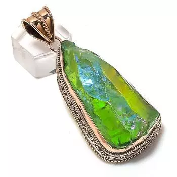 Подвеска из натурального павлина с титановым аурой и медным драгоценным камнем 2,64 дюйма K8V03