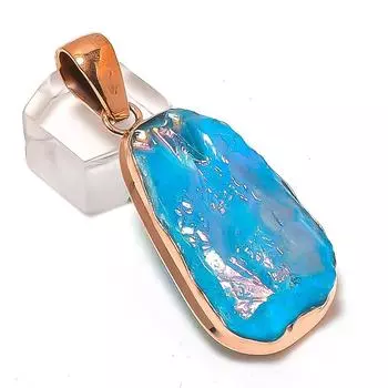 Подвеска из натурального павлина с титановым аурой и медным драгоценным камнем 2,17 дюйма N4q87