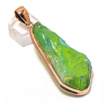 Подвеска из натурального павлина с титановым аурой и медным драгоценным камнем 2,96 дюйма k3a92