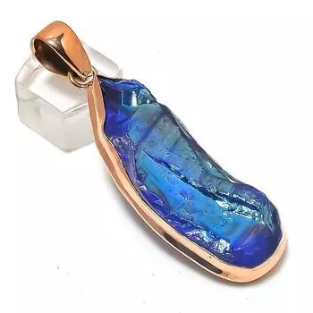 Подвеска из натурального павлина с титановым аурой и медным драгоценным камнем 2,76 дюйма M2t12