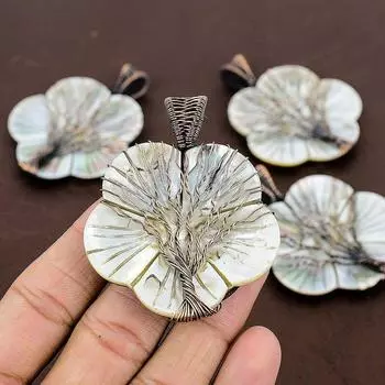 Подвеска из натурального перламутра и медной проволоки ручной работы 2,48 дюйма V9R10