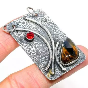 Подвеска из натурального петерсита, граната, стерлингового серебра 925 пробы, 2,29 дюйма, M9W68