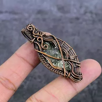 Подвеска из натурального пирита, друзы, драгоценного камня, медная проволока, 2,36 дюйма, G0U55