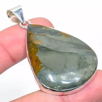 Подвеска из натурального полихромного драгоценного камня яшмы из стерлингового серебра 925 пробы 2,29 дюйма k9t47