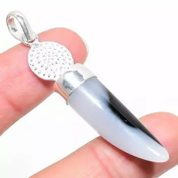 Подвеска из натурального полосчатого агата, ручная работа, серебро 925 пробы, 2,36 дюйма, e4H62