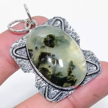 Подвеска из натурального пренита, ручная работа, серебро 925 пробы, 1,97 дюйма, y0E47