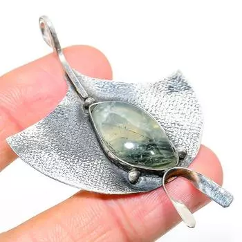 Подвеска из натурального пренита, ручная работа, серебро 925 пробы, 2,56 дюйма, d1u92