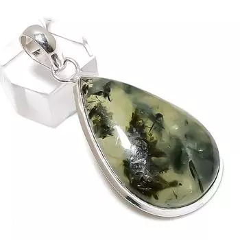 Подвеска из натурального пренита ручной работы из стерлингового серебра 925 пробы 2,09 дюйма K2d38