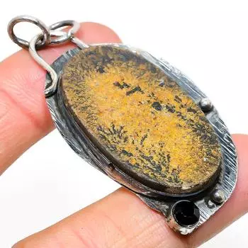 Подвеска из натурального псиломелана, дендритного серебра 925 пробы, шпинели, 2,36 дюйма, R4t56