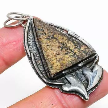 Подвеска из натурального псиломелана, дендритный драгоценный камень, стерлинговое серебро 925 пробы, 2,48 дюйма, V5P83