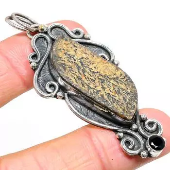 Подвеска из натурального псиломелана, шпинели, стерлингового серебра 925 пробы, 2,68 дюйма, L0o99