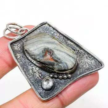 Подвеска из натурального пустынного розового друзы, драгоценного камня топаза из стерлингового серебра 925 пробы 2,13 дюйма D7b69