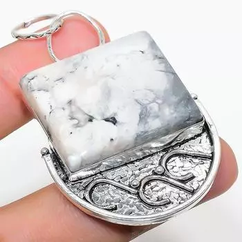 Подвеска из натурального яшмового камня говлита из стерлингового серебра 925 пробы 2,56 дюйма A7O53