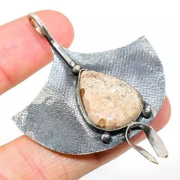 Подвеска из натурального яшмового камня из стерлингового серебра 925 пробы 2,44 дюйма O3P55