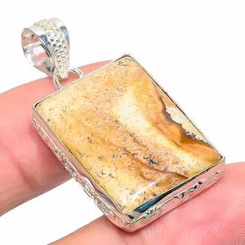 Подвеска из натурального яшмового камня ручной работы из стерлингового серебра 925 пробы 1,65 дюйма l9M93