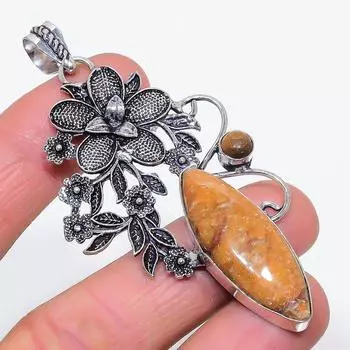 Подвеска из натурального яшмы «глаз призрака», тигрового глаза из стерлингового серебра 925 пробы 3,15 дюйма T2D62