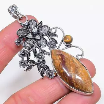 Подвеска из натурального яшмы «глаз призрака», тигрового глаза из стерлингового серебра 925 пробы 3,35 дюйма P5W06