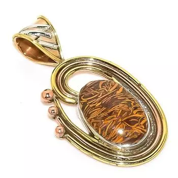 Подвеска из натурального яшмы Марьям из двухцветного стерлингового серебра 925 пробы 1,75 дюйма e5Y48