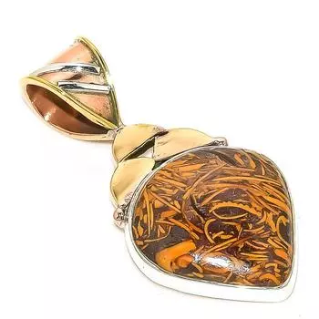 Подвеска из натурального яшмы Марьям из двухцветного стерлингового серебра 925 пробы 1,50 дюйма e1b09