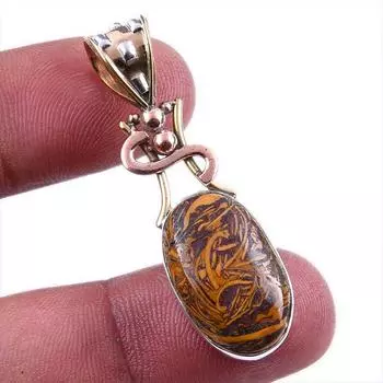 Подвеска из натурального яшмы Марьям из цельного стерлингового серебра 925 пробы в двухцветном исполнении 1,75 дюйма v6B80