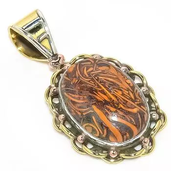 Подвеска из натурального яшмы Марьям из двухцветного стерлингового серебра 925 пробы 1,40 дюйма n4H29