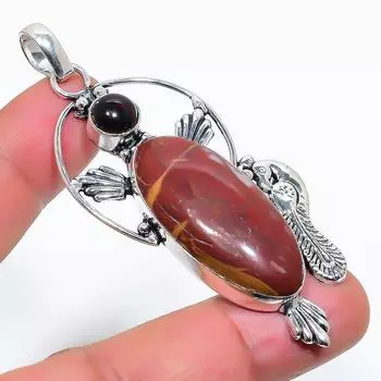 Подвеска из натурального яшмы Норина, оникса из стерлингового серебра 925 пробы 2,96 дюйма V6R78