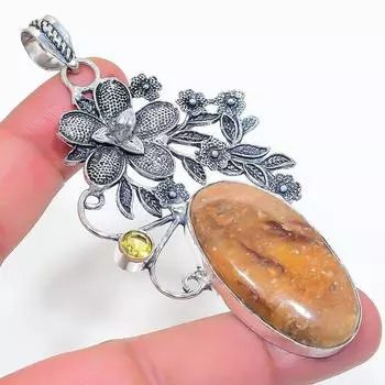 Подвеска из натурального яшмы «Призрачный глаз», цитрина из стерлингового серебра 925 пробы 3,35 дюйма d8C30