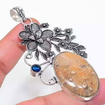 Подвеска из натурального яшмы «Призрачный глаз», топаза из стерлингового серебра 925 пробы 3,19 дюйма T7H43