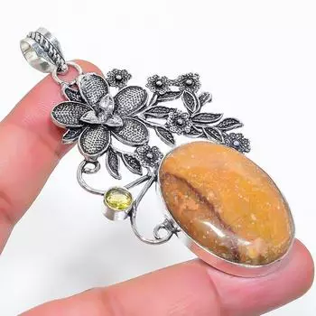 Подвеска из натурального яшмы «Призрачный глаз», цитрина из стерлингового серебра 925 пробы 3,23 дюйма C3M52