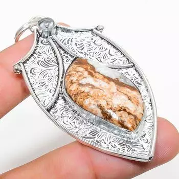 Подвеска из натурального яшмы с белым топазом из стерлингового серебра 925 пробы 2,96 дюйма a0E91