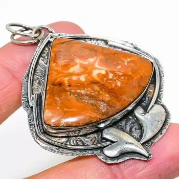 Подвеска из натурального яшмы с птичьим глазом из стерлингового серебра 925 пробы 2,56 дюйма R8l86