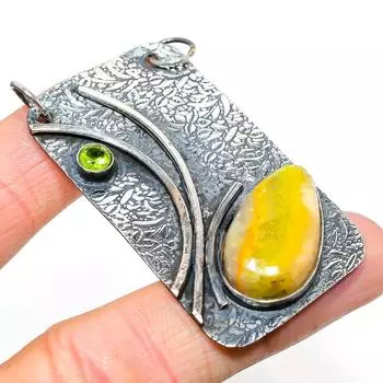 Подвеска из натурального яшмы «Шмель», цитрина из стерлингового серебра 925 пробы 2,44 дюйма M0i32