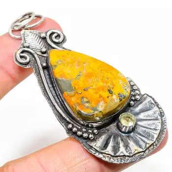 Подвеска из натурального яшмы «Шмель», цитрина из стерлингового серебра 925 пробы 3,15 дюйма v1K88