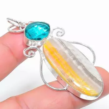 Подвеска из натурального яшмы «Шмель», камня турмалина из стерлингового серебра 925 пробы 2,52 дюйма Q8V50