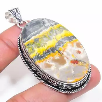 Подвеска из натурального яшмы шмеля из стерлингового серебра 925 пробы 2,52 дюйма S2t74